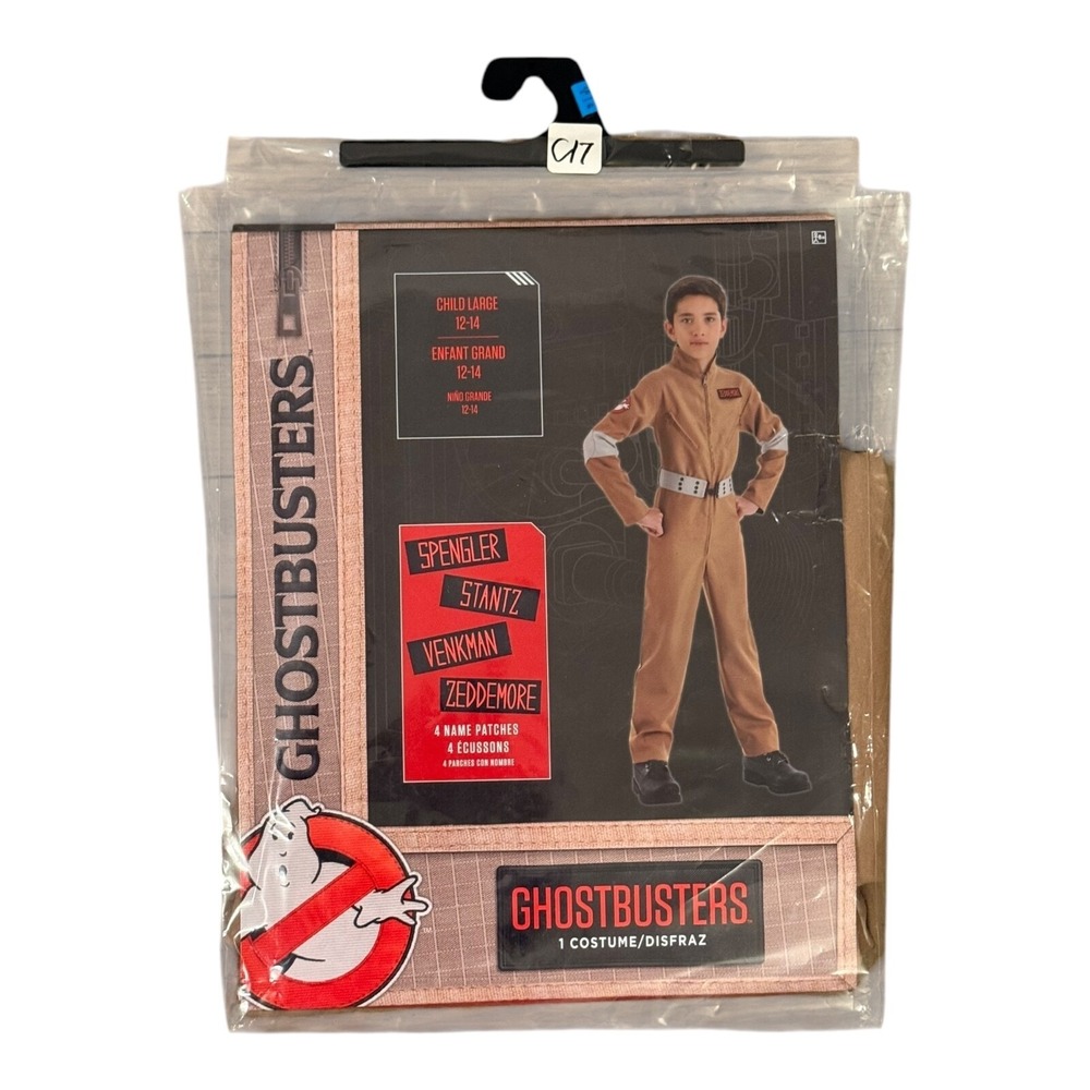 Ghostbusters Jumpsuit Costume Child Large 12-14 with‎ 4 Name Patches New